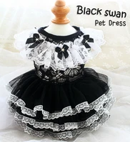 handmade dog dress pet clothes princess classic black white hollowed lace party holiday tiered skirt cat european court tutu