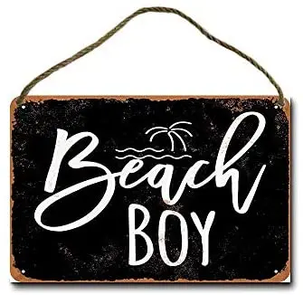 

Metal Sign 8 X 12 Inch Beach Boy (Black Background) Wall Decor Hanging Sign
