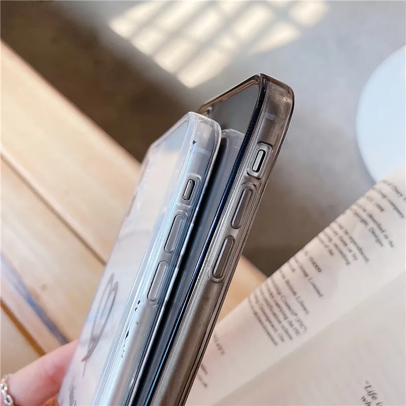 

For iPhone 12 11 Pro Max Transparent Love Heart Phone Case For iPhone X XR XS Max 7 8 Plus Soft Silicone Cute Back Cover