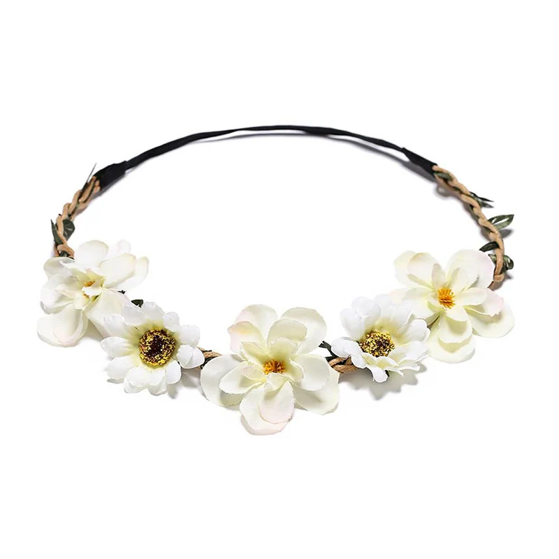 M MISM женская свадебная Цветочная повязка на голову для девочек Boho головной убор с цветами детские повязки на голову аксессуары для волос свадебный веночек пляжная гирлянда