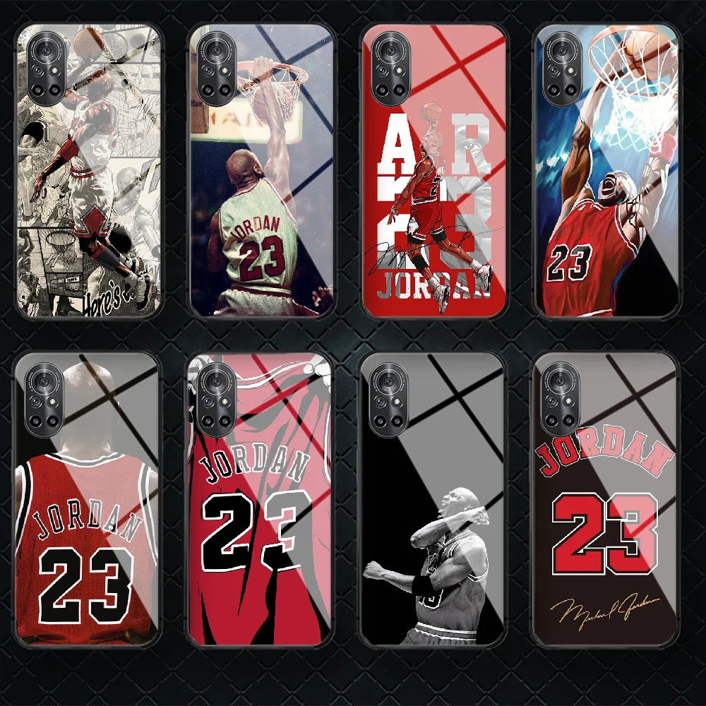 

Basketball Jordan 23 Tempered Glass Phone Case Cover For Huawei Honor Oppo Reno Find X2 X3 5 7 8 9 10 20 A I X Pro Lite Luxury