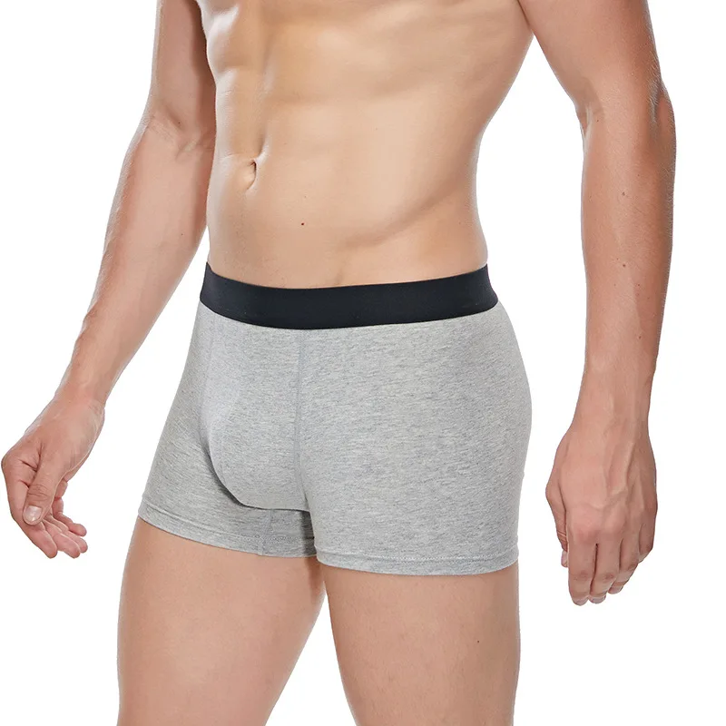 Брендовые однотонные мужские трусы-шорты из хлопка сексуальное мужское нижнее