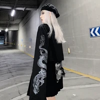 harajuku style spice girl long sleeve t shirt dragon print punk crop tops womens clothing autumn 2021 new loose short