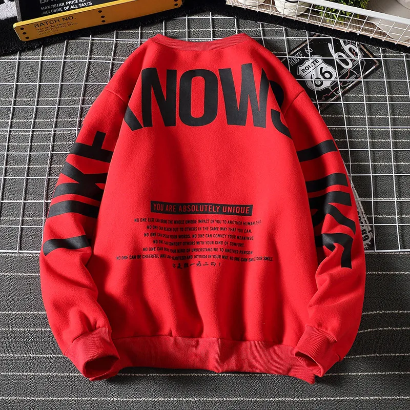 

Ybaby New spring and autumn men's loose round neck letter printed men's Fashion men's Pullover
