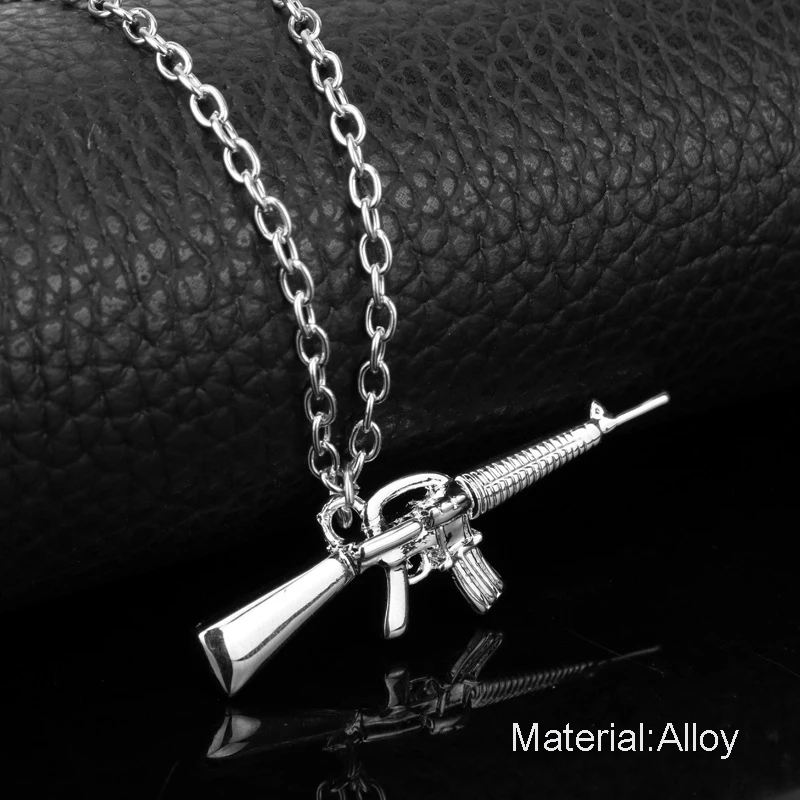 Мужское ожерелье с пистолетом из сплава серебряным покрытием | Украшения и