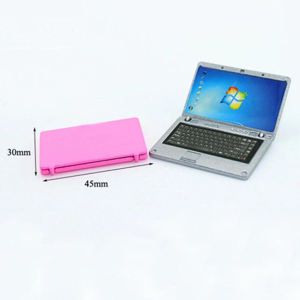 

Diy Accessories 1:12 Dollhouse Miniature Cute Simulation Mini Laptop Computer Alloy Fashion Crafts Dollhouse Decoration