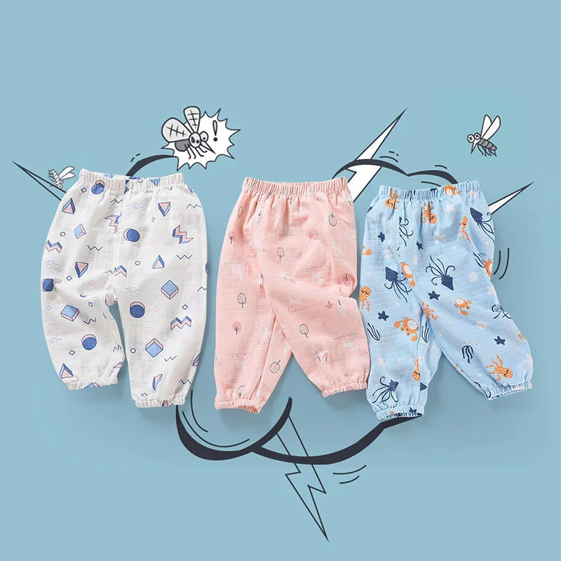 

Baby Pants Children Trousers For Boys Girls Little Toddlers Kids Summer Linen Cotton Pants Long Full Trousers Anti-mosquito Soft