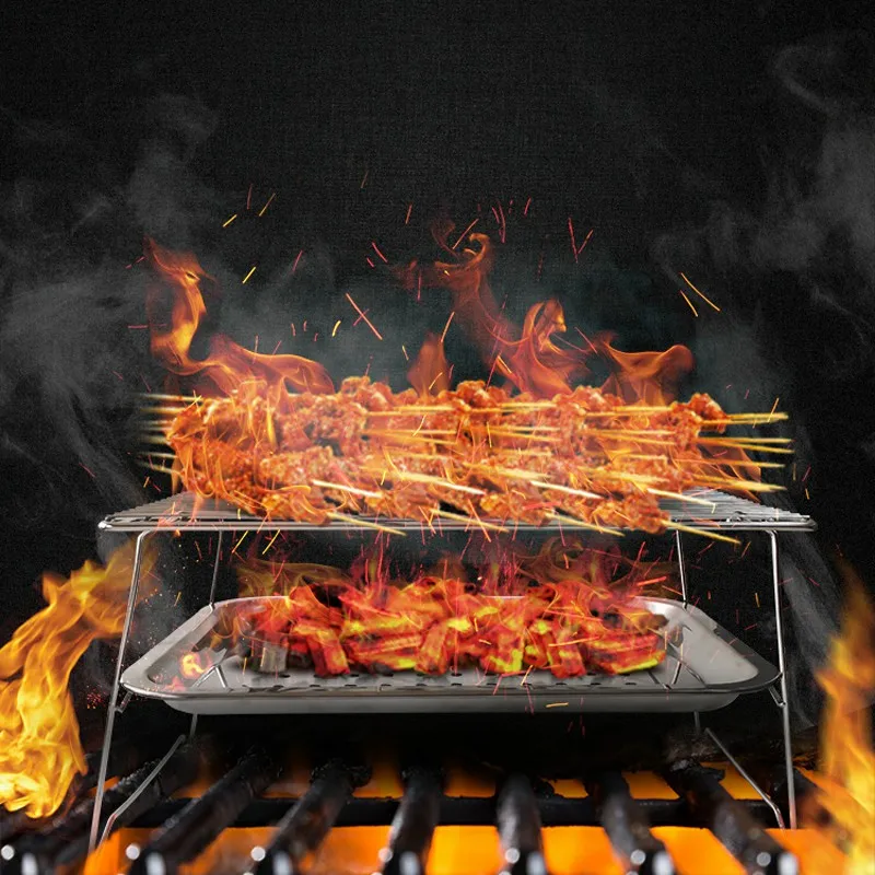 Portable home outdoor metal barbecue rack Mini foldable grill |