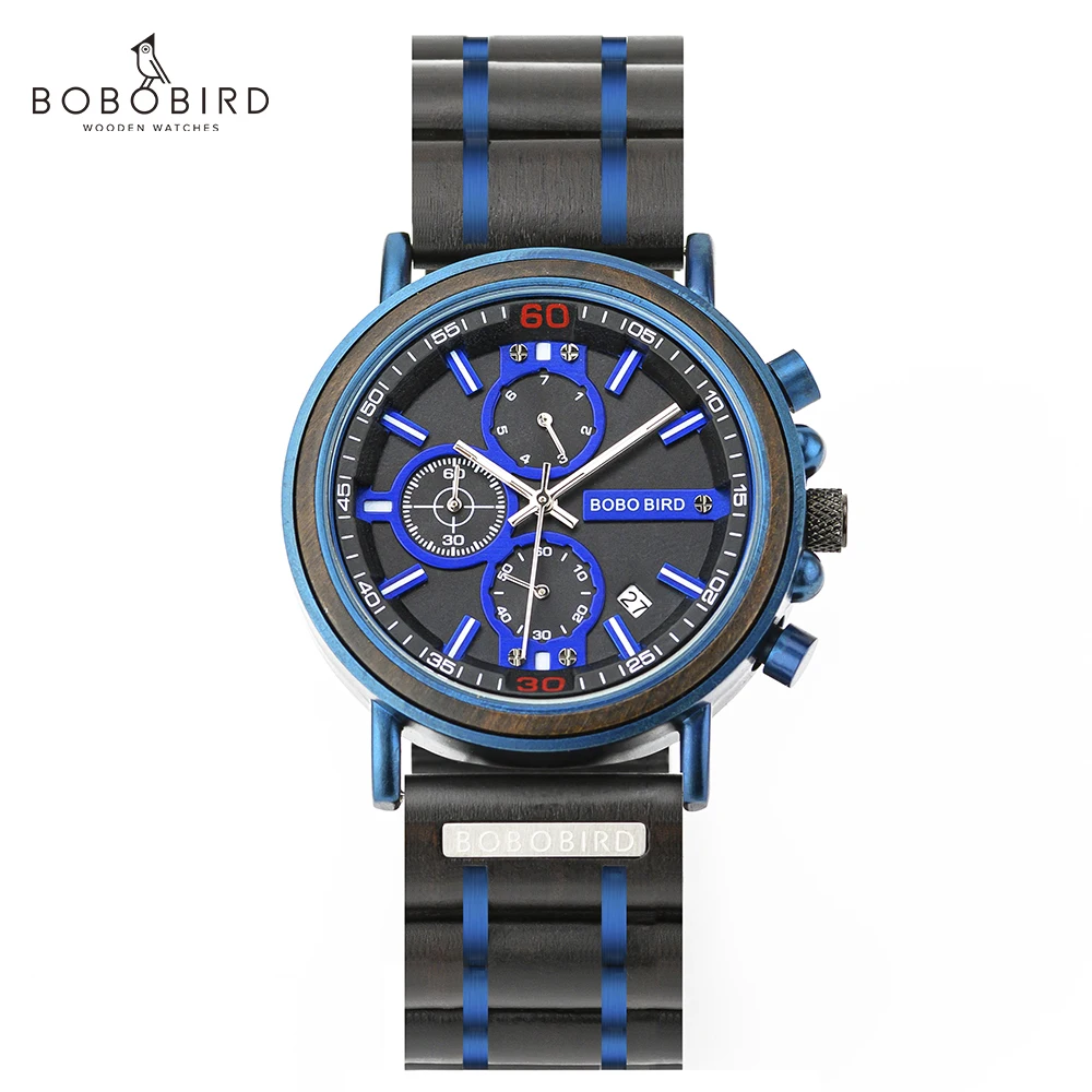 Деревянные мужские часы Bobo Bird Роскошные Кварцевые наручные с автоматической