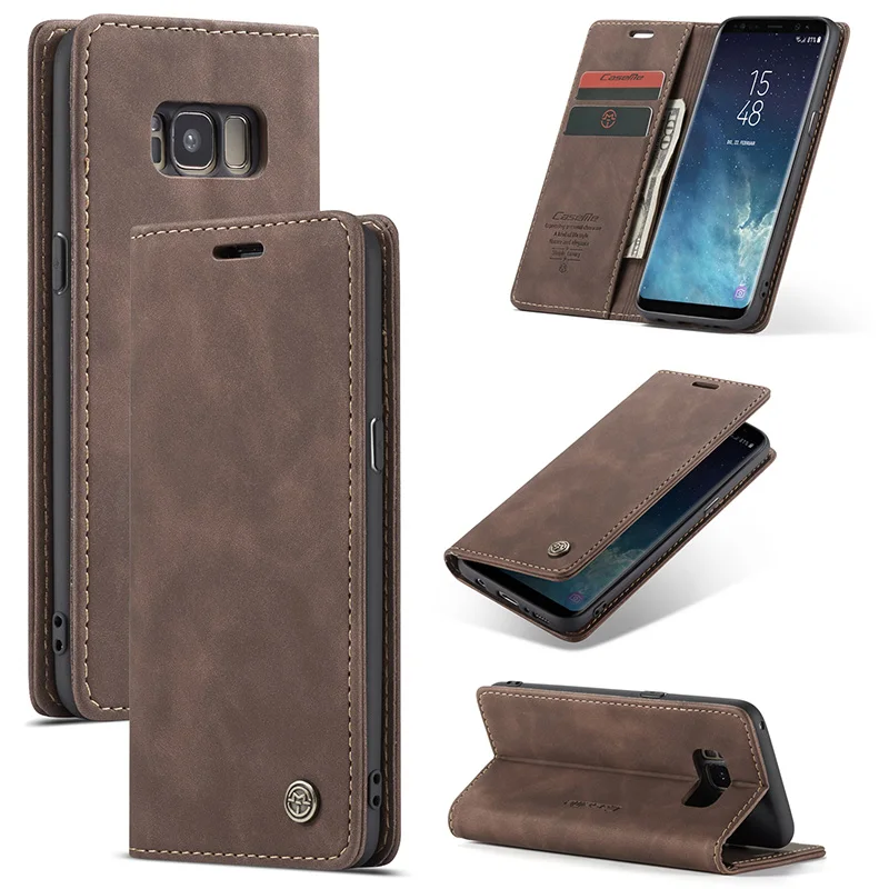 

Case for Samsung Galaxy S8 Plus Premium Leather Wallet Case with Card Slots Kickstand Magnetic Protective Flip Phone Shell Cover