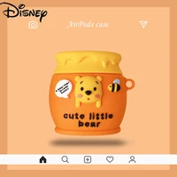 disney cute cartoon creative pooh bear bluetooth compatible wireless earphone cover for iphone airpods12pro3 earphone
