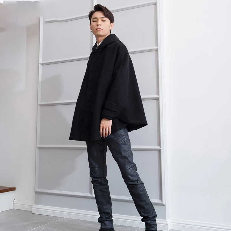 Мужская короткая шерстяная куртка с капюшоном в британском стиле M-4XL 2019 плащ