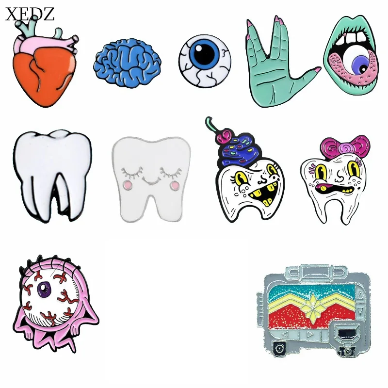 XEDZ глаза сердце органы мозг медаль скорая помощь зубы кариес серия брошь