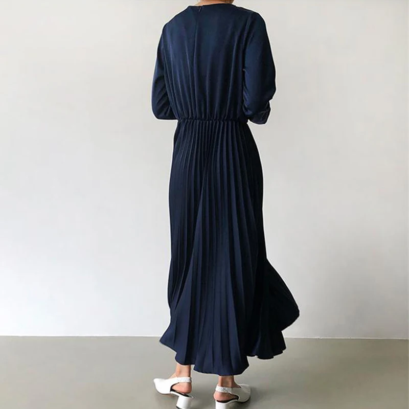 Новинка 2020 весеннее элегантное плиссированное платье для женщин с длинным