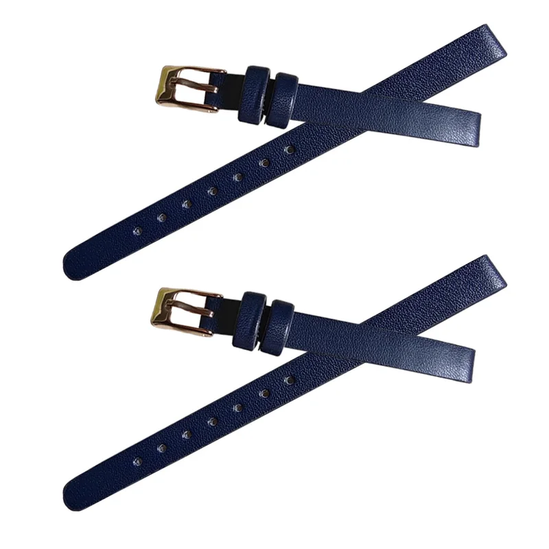 8 мм ремешок для часов темно-синий женский кожаный с пряжкой из розового золота