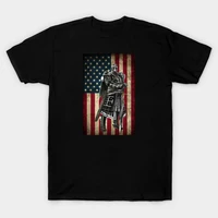 american flag front crusader warrior put on the full armor mens t shirt summer cotton short sleeve o neck t shirt new s 3xl