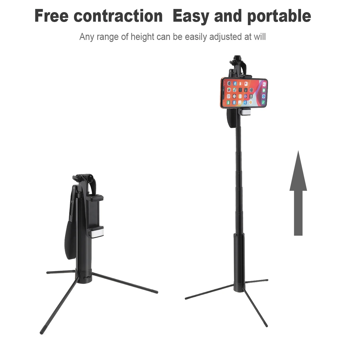 Portable Integrated Selfie Stick Tripod Live Stabilizer with Adjustable Fill Light Mobile Phone Bracket  for Live/Video/Photo