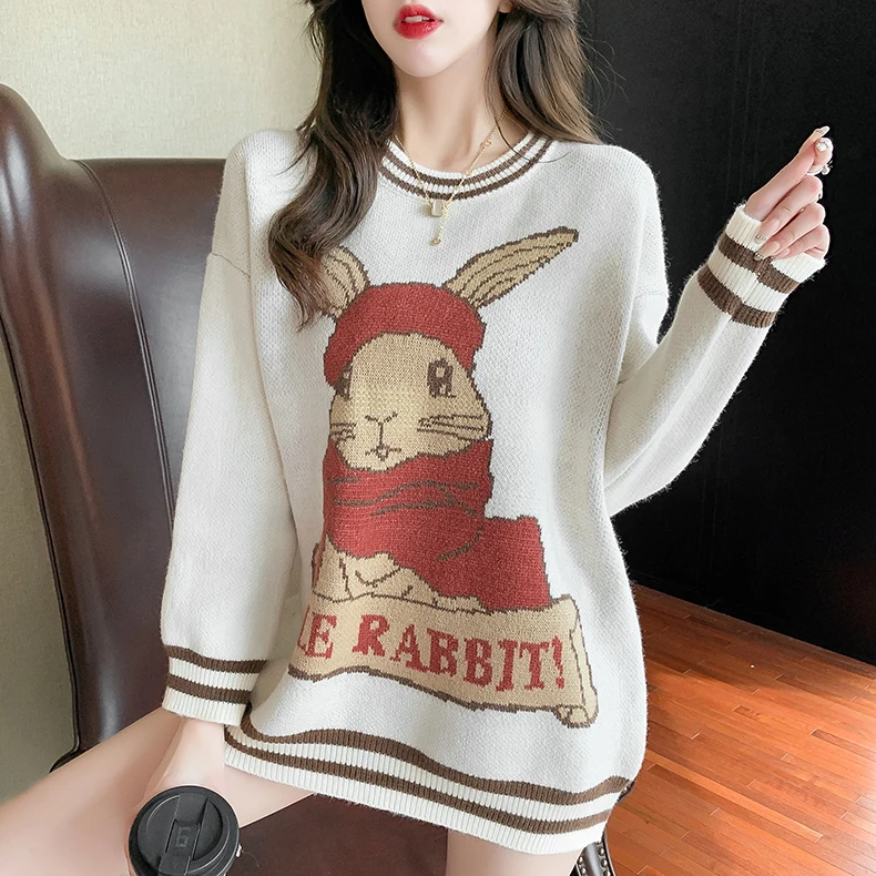 

Fall Winter Round Neck Long Sleeve Woman Sweater Fashion Cartoon Oversized Pullovers Jumpers Knittwear YOU1553