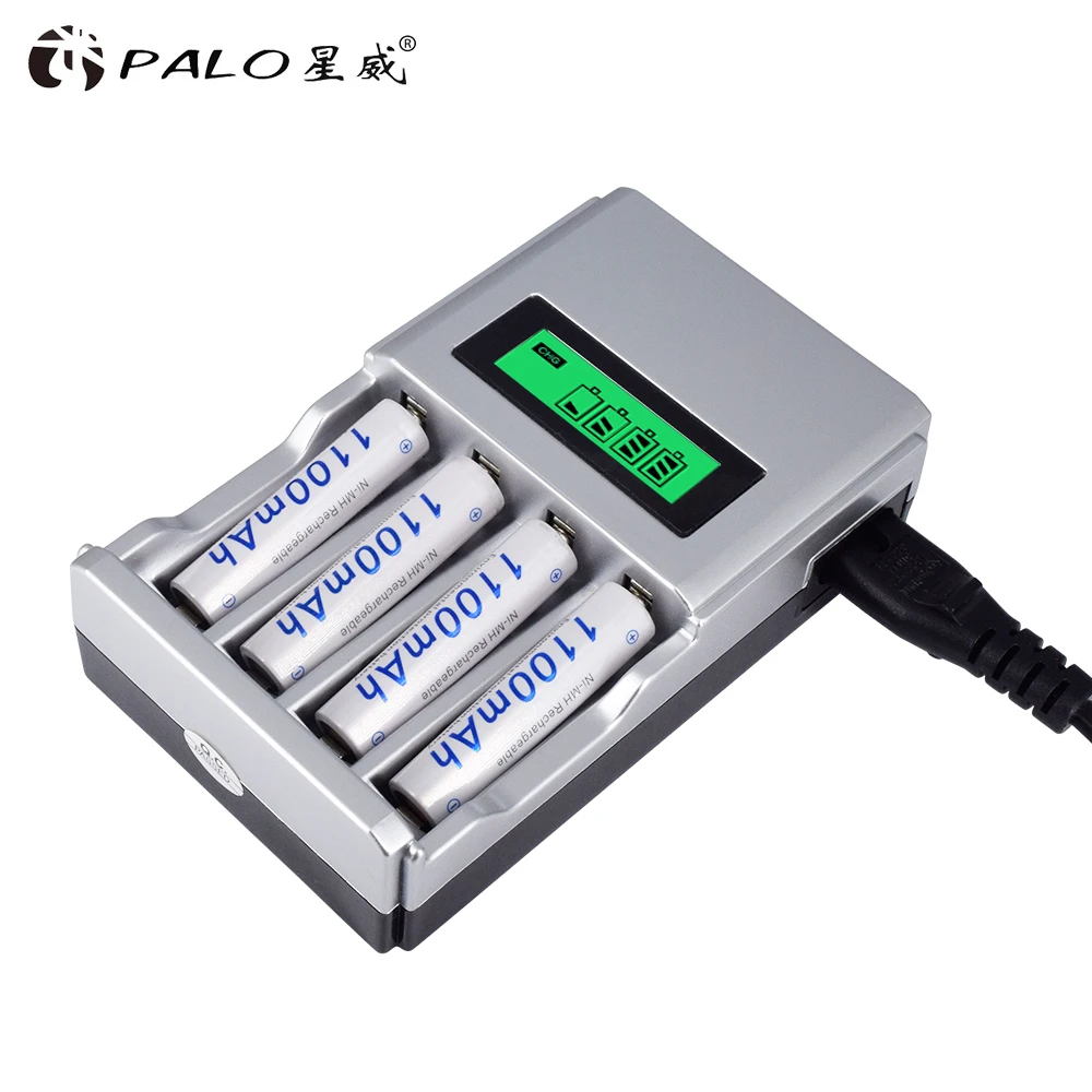 4pcs 1.2v ni-mh AAA 3a rechargeable battery 1100mAh + fast LCD smart charger for 1.2V AA / NiMH NiCD batteries | Электроника