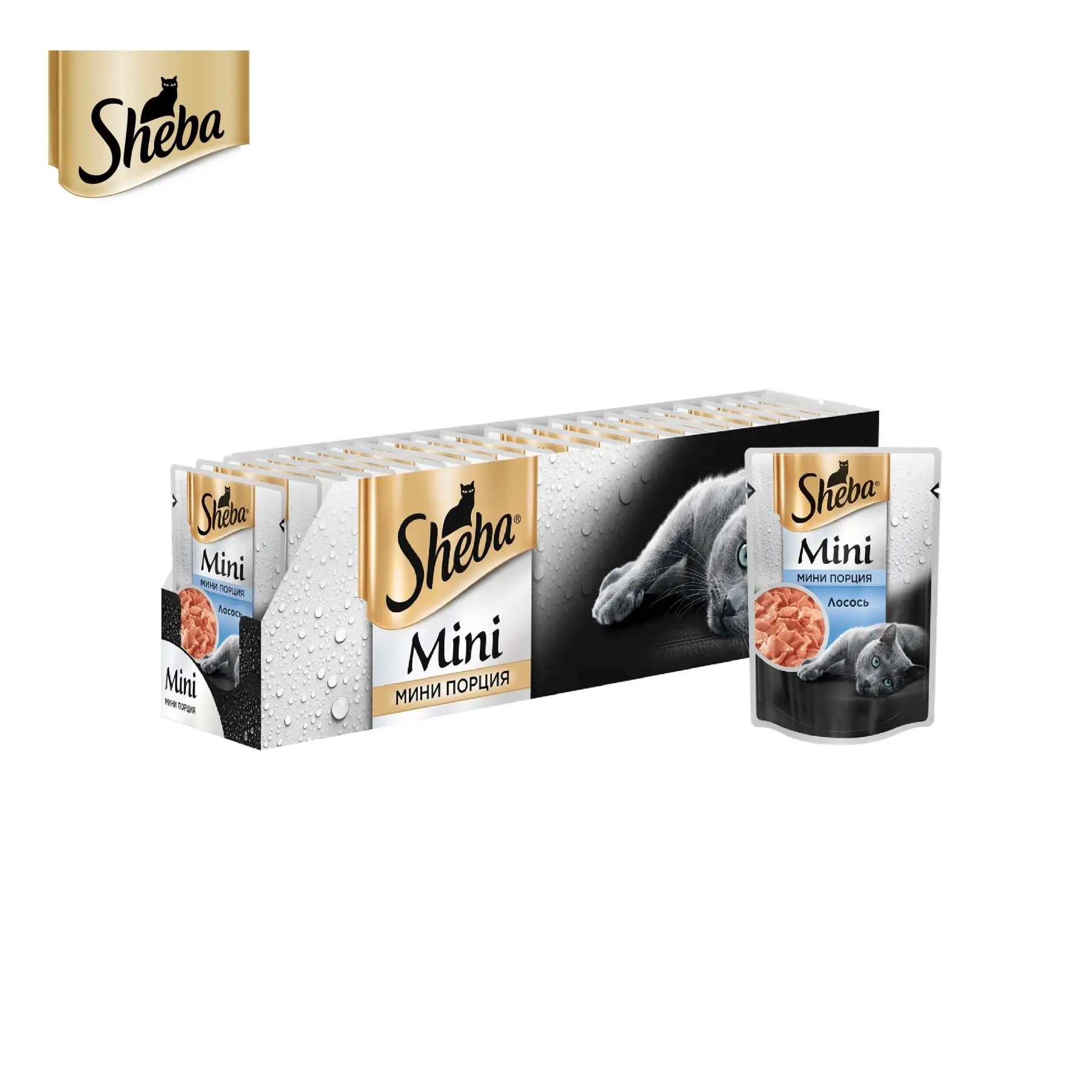 Влажный корм для кошек Sheba Мини порция лосось 33 шт по 50 г.|Кошачий мягкий корм| |
