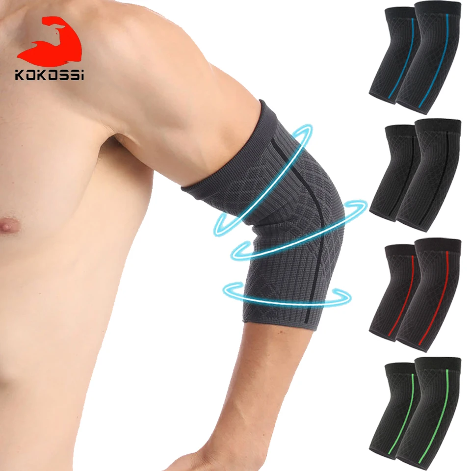 

KoKossi 1 шт. спортивные нейлоновые вязаные эластичные налокотники для фитнеса, тенниса, баскетбола, волейбола, налокотники для мужчин и женщин