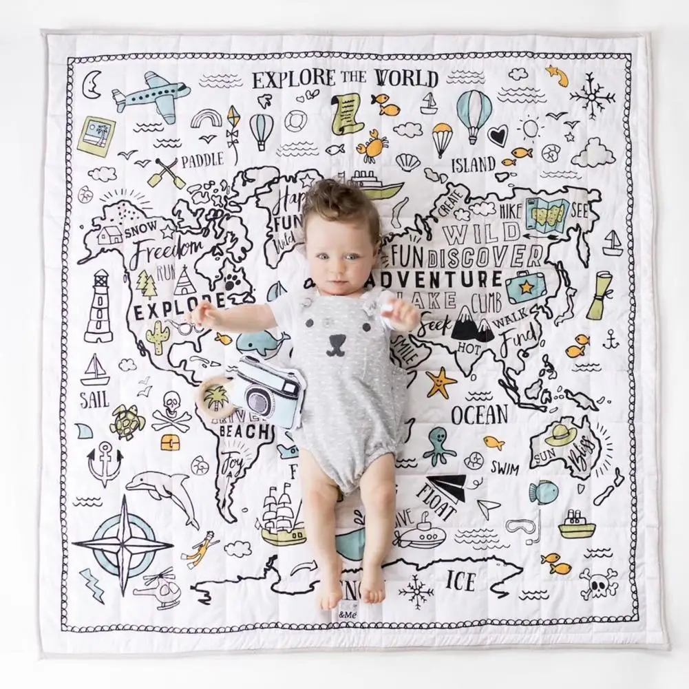 

Non-slip Baby Play Mat Thicken Polyester Cute Pattern Design Infant Crawling Blanket for Home