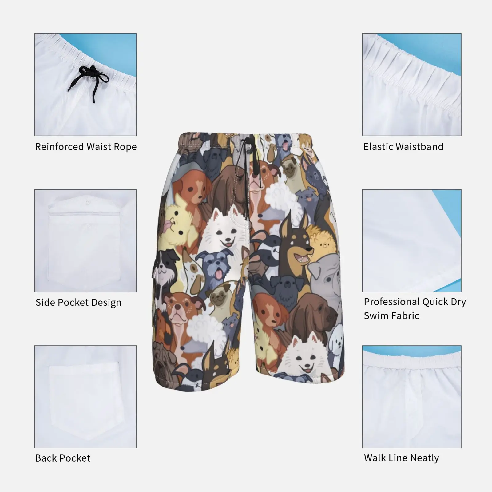 Пляжные шорты Pupper вечерние собаки щенка милые немецкий Шепард золотистый