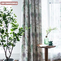 american tropical curtains for living dining room bedroom green blue leaves tulle cortinas sheer curtain window treatments