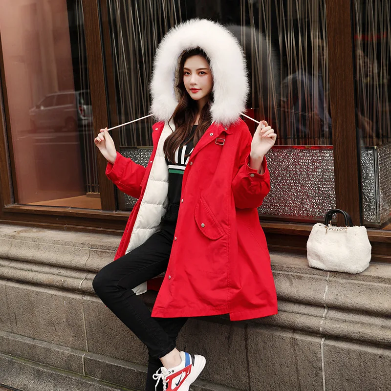 Зимнее пальто для женщин куртка на белом утином пуху женская теплая парка