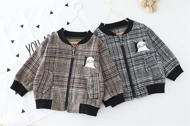 2020 Весна Комплекты одежды для мальчиков младенцев в клеточку одежда с рисунком