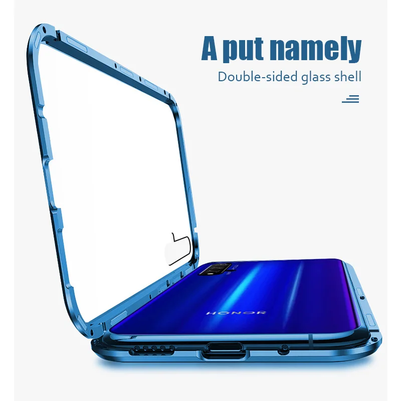 360 Full Cover Magnetic Phone Case for Honor 30 Pro 10i 20i Tempered Glass on Huawei 20 Lite Play 9A 8X View 10 | Мобильные телефоны
