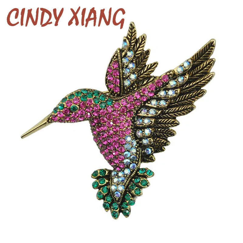 CINDY XIANG Красочные Стразы Брошь Колибри броши животных для женщин Корея модные аксессуары Прямая с фабрики оптом