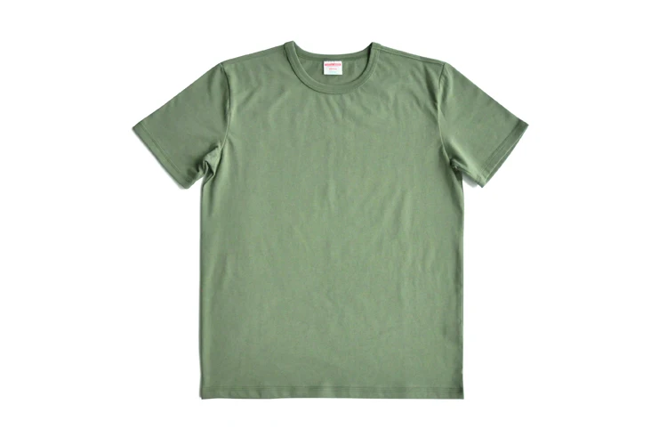 ArmyGreen SauceZhan, трехигольчатая усиленная Мужская футболка, мужская летняя хлопковая Футболка с круглым вырезом, одноцветные футболки для мужчин, плотные, мягкие, не деформированные - Цвет: ArmyGreen
