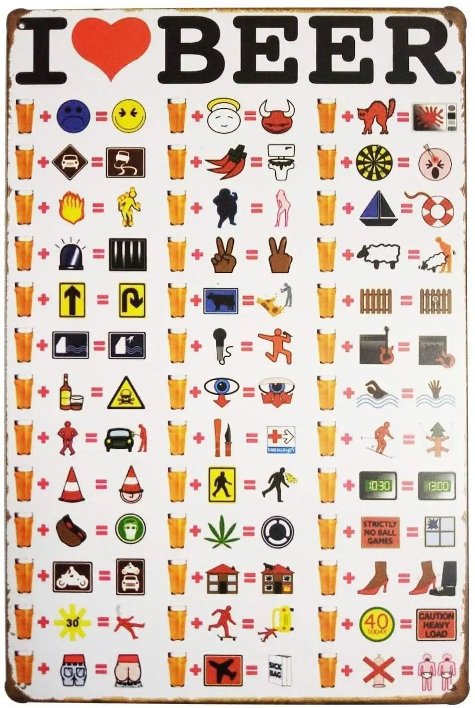 

Forever_USA жестяной знак | Металлический настенный знак | Я люблю уравнения пива 8x12 дюймов. | Очень забавный декоративный знак для дома, бара