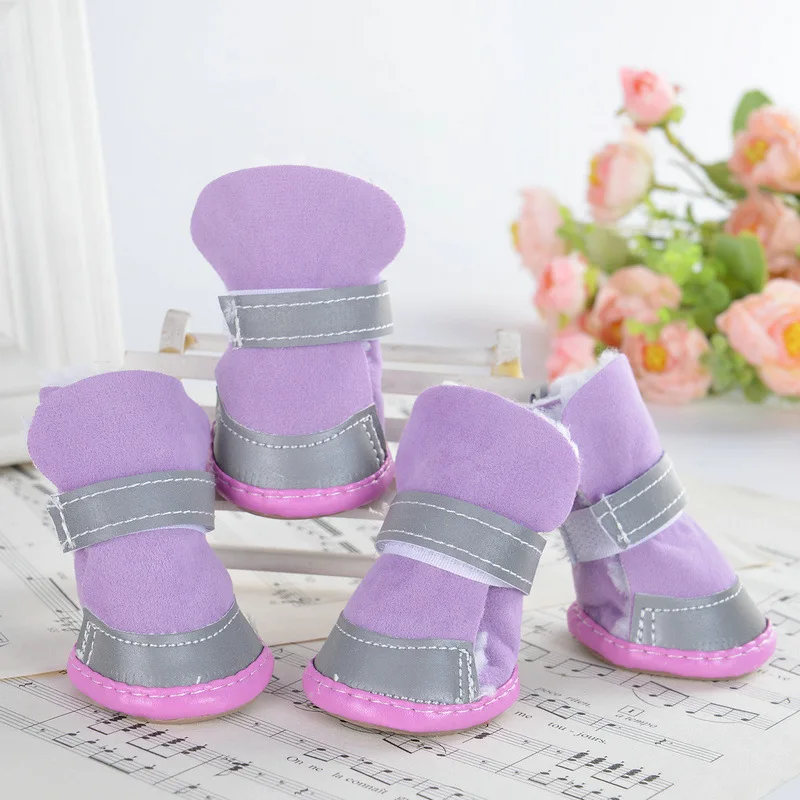 

4pcs/set Dog Shoes Winter Cotton Anti Slip Dog Rain Snow Boots Reflective Warm Pet Shoes Footwear for Medium Large Dogs Bulldog