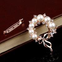 new fashion pearl round flower brooches for women girl trendy silk scarf buckle pins clothing jewelry accessorises