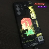 anime girl phone cover capa for samsung galaxy note 20 s20 fe s21 ultra s10 s9 plus a31 a32 a50 a51 a52 a71 glass led flash case