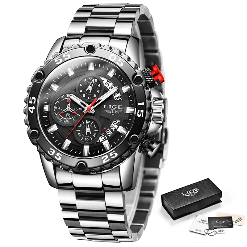 

2020 LIGE Watch Men Sports Chronograph Casual Watches Top Brand Waterproof Quartz Wrist Watches For Men Clock Relogio Masculino