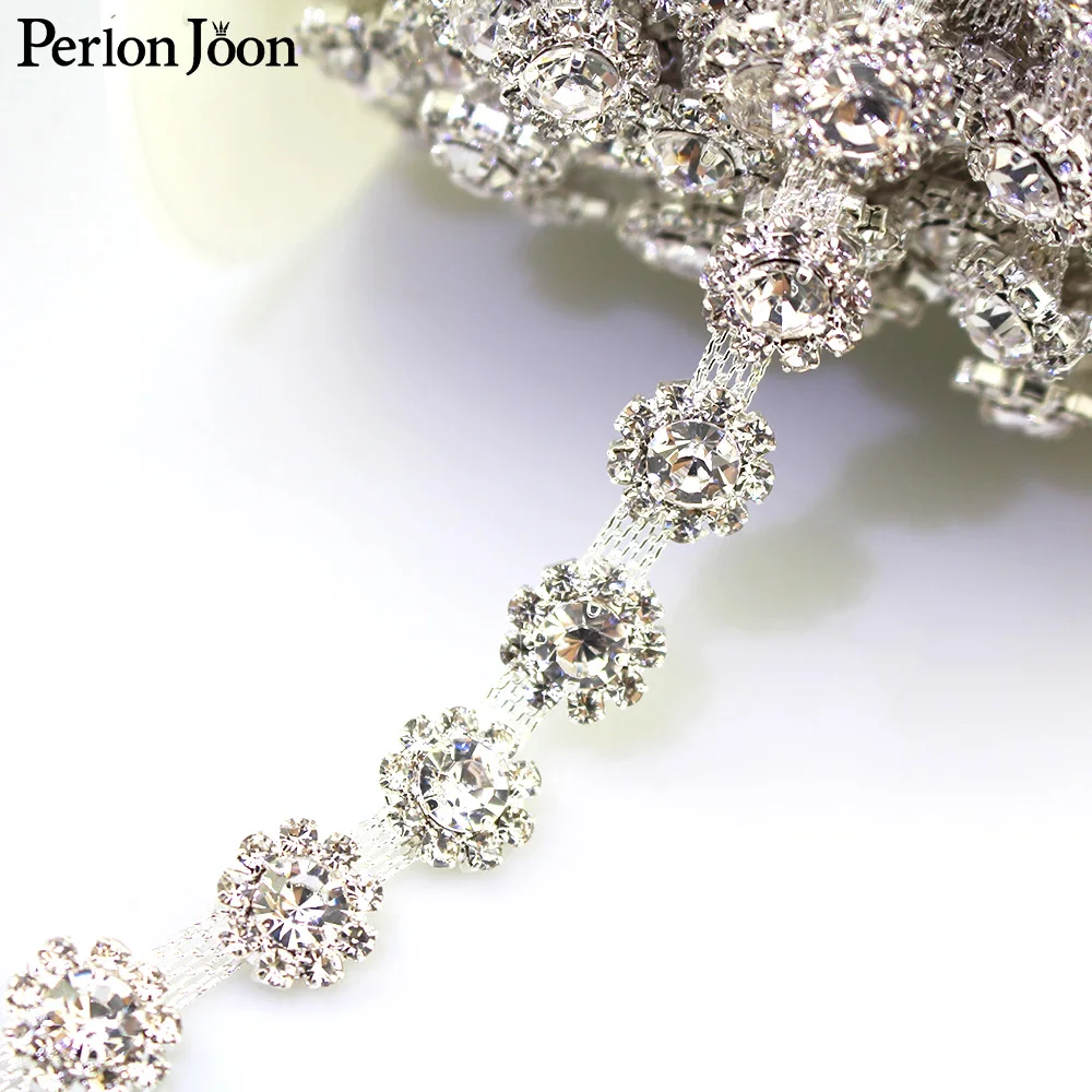 1 ярд круглые плотные хрустальные мигание стразы отделка металлическая цепочка