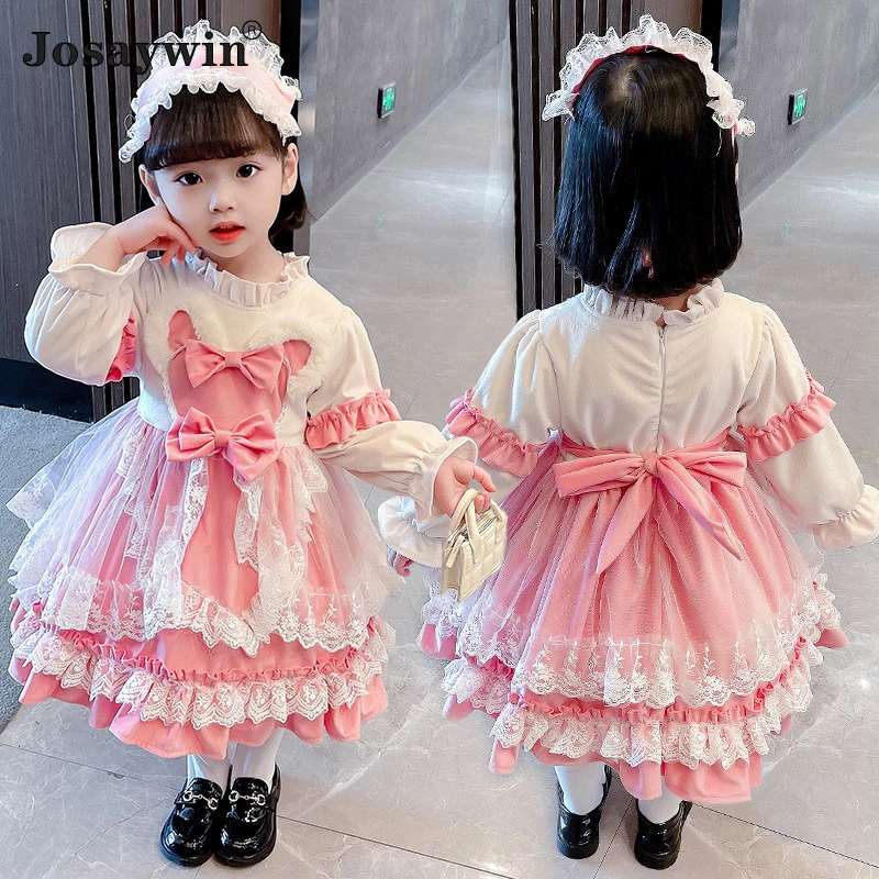 Autumn Winter Kids Dress for Girls Baby Lolita Girl Kawaii Wedding Dresses Girl Ball Gown Princess Party Vestidos Clothing Girls