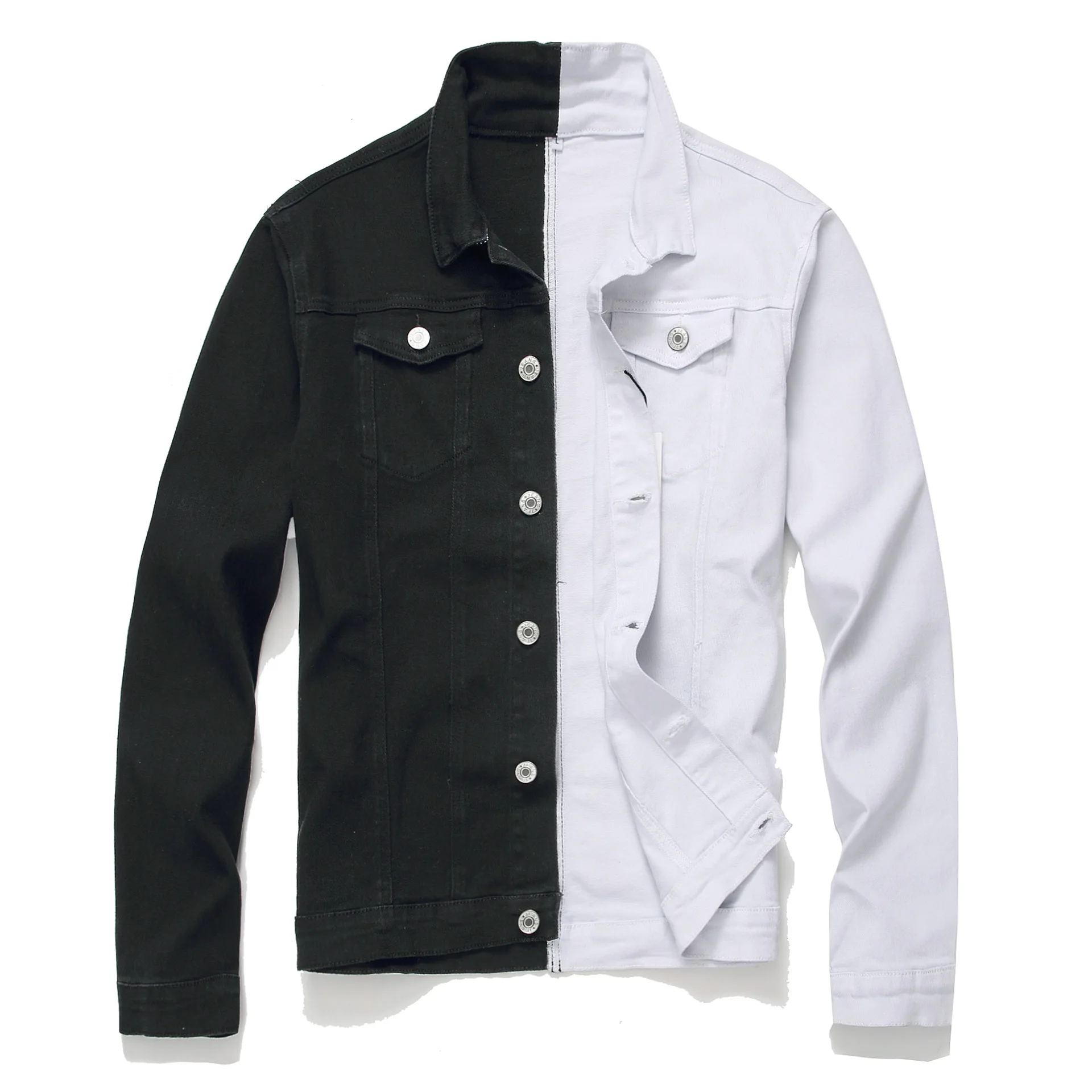 

Multiple styles Men fashion stitching red black white denim jacket loose hip hop trend youth clothing large size jeans jacket