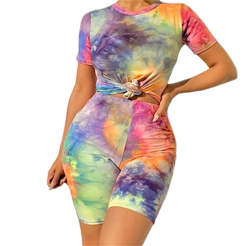 

Women Sports Suits Two Pieces Set Mask Short Sleeve O Neck Top Short Pants 2 Pieces Set Tracksuits Skinny Outdoor Wear