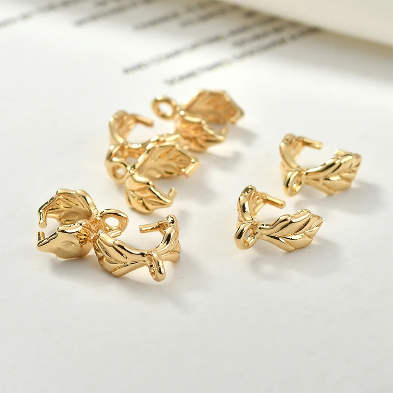 Медное покрытие 18k Золото Цвет листья пряжка DIY серьги волос застежка ожерелье