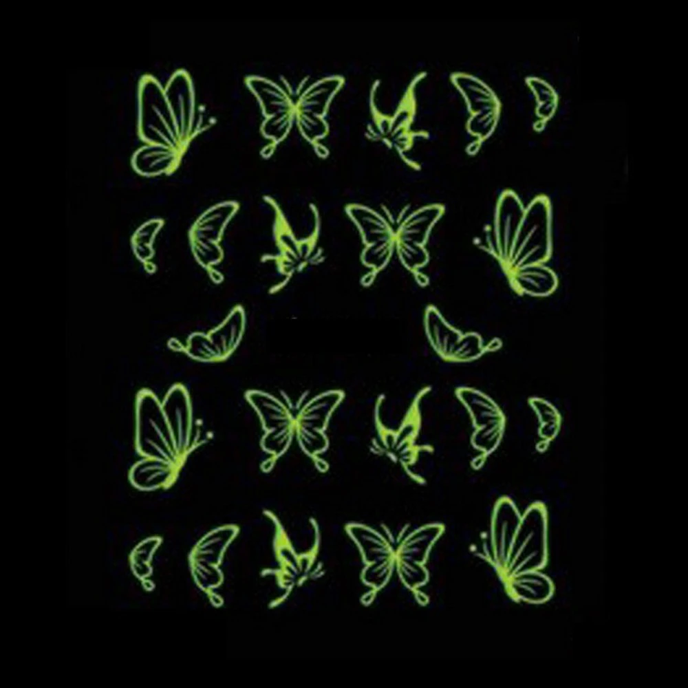 

1 sheet Glow in the Dark Lovely Nail Art Water Transfer Stickers Decals Decoration Butterfly Design Luminous Decorations SADG007
