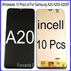 Оптовая продажа, 10 шт.лот для Samsung A20, ЖК-дисплей с сенсорным экраном и рамкой в сборе, A205 A205F SM-A205F A205FN