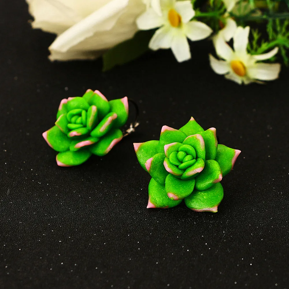 Lovely lady metal Green Mismatched Colorful Funny Cactus Succulents Plant Flower Earrings Jewelry F801 | Украшения и аксессуары