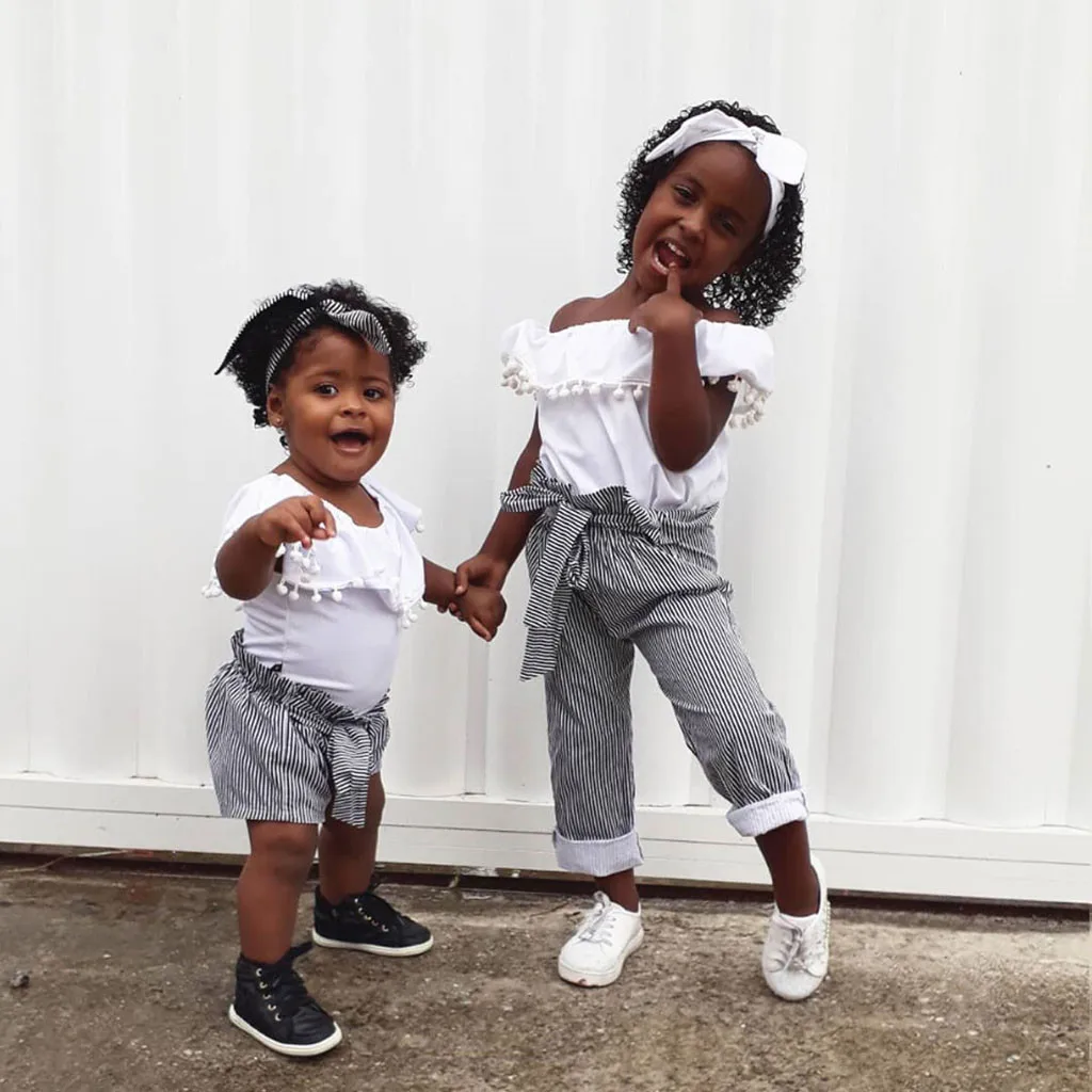 2019 г. Новая стильная одежда для детей и малышей девочек с открытыми плечами