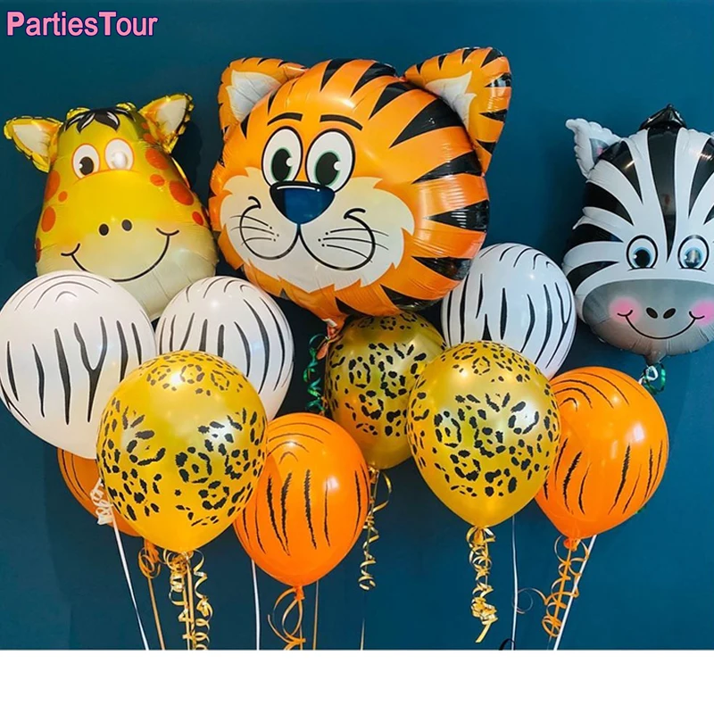 10 шт. латексные шары с принтом животных джунглей корова тигр зебра леопард | Дом и