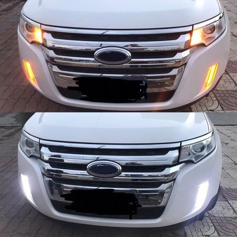CSGJMY 2pcs LED For Ford Edge 2009 2010 2011 2012 2013 2014 Car DRL Daytime driving Running Light With Yellow Turn Function | Автомобили и