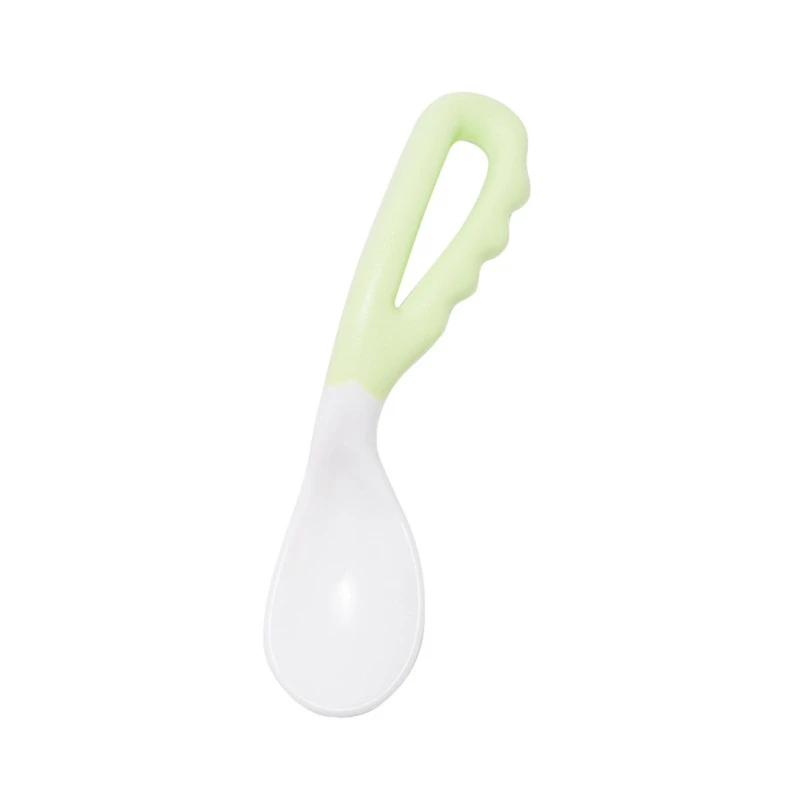 1Pc Baby Diet Studying Training Spoon Baby Food Supplement Feeding Spoon Children's Curved Handle Easy to Grasp Kids Tableware
